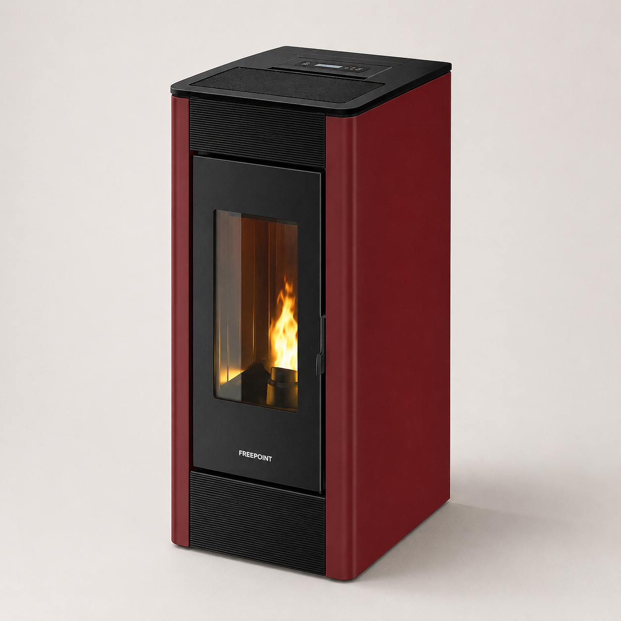 Freepoint Pelletofen Indi Stahl Bordeaux 7 kW mit Automatik