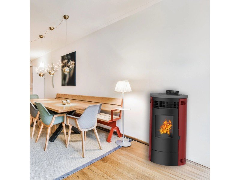 Sannover Luft-Pelletofen Flavia 9,5 kW Bordeaux