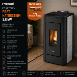 Freepoint Pelletofen Pret Naturstein 8,6 kW mit Automatik