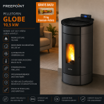 Freepoint Pelletofen Globe Stahl Anthrazit 10,5 kW mit Automatik