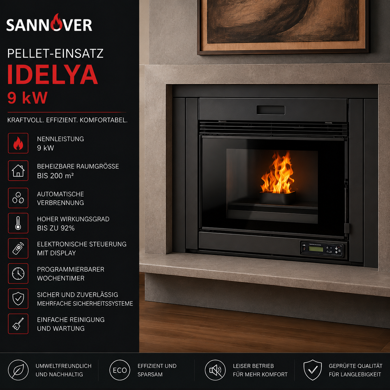 Sannover Pellet-Einsatz Idelya 9 kW