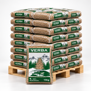 Verba Holzpellets – 70 × 15 kg Palette (1.050 kg) – 100 % Nadelholz, ENplus A1