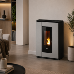 Freepoint Pelletofen Arco Stahl Titangrau 7 kW mit Automatik