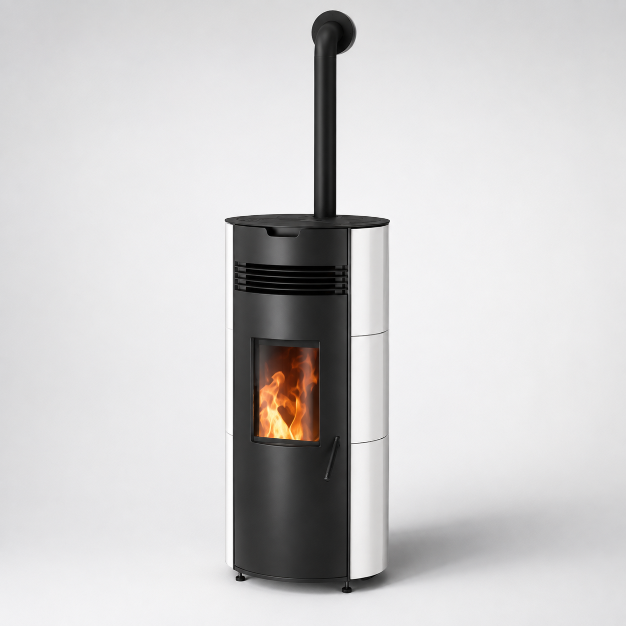 Justus Pelletofen Norta Stahl Seidenweiß 8 kW mit Automatik