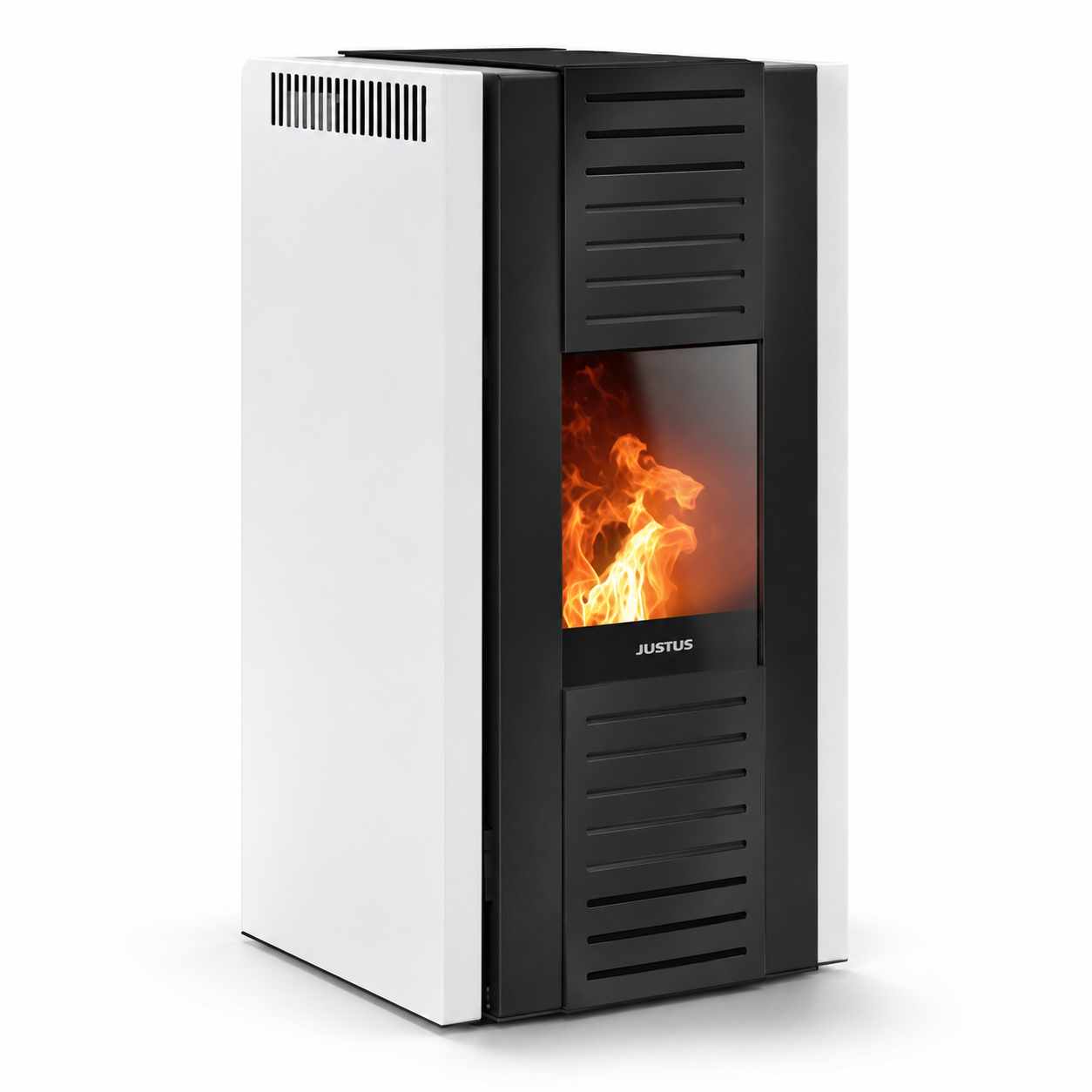 Justus Pelletofen Sirkos 2.0 Stahl Seidenweiß 6 kW mit Automatik