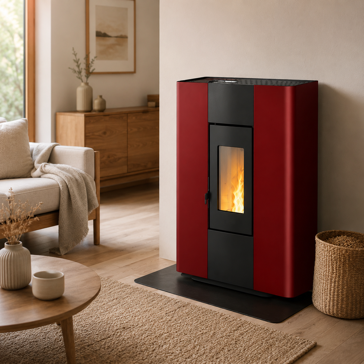 PEGASO Pelletofen Madison Stahl Bordeaux 5,3 kW mit Automatik