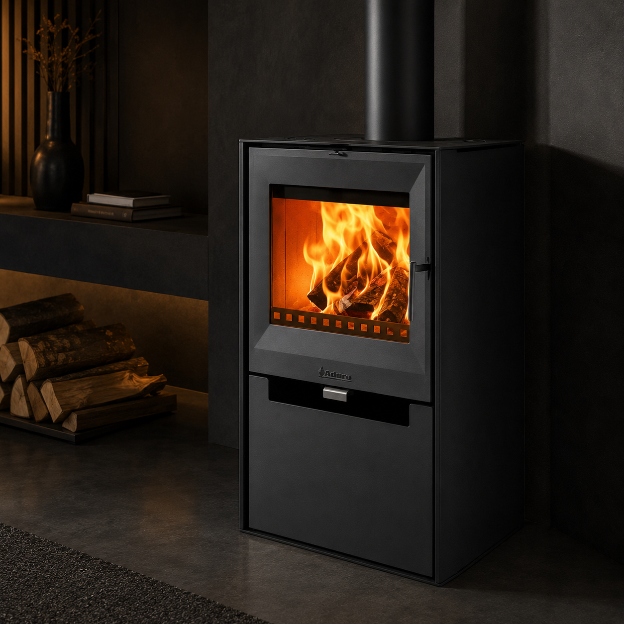 Aduro 14 Kaminofen Stahl Schwarz 6,5 kW mit Automatik