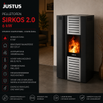 Justus Pelletofen Sirkos 2.0 Stahl Schwarz 6 kW mit Automatik