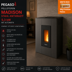 PEGASO Pelletofen Madison Stahl Anthrazit 5,3 kW mit Automatik