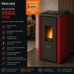 PEGASO Pelletofen Vera Stahl Bordeaux 7 kW mit Automatik