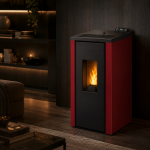 Freepoint Pelletofen Tesis Stahl Bordeaux 22,8 kW wasserführend