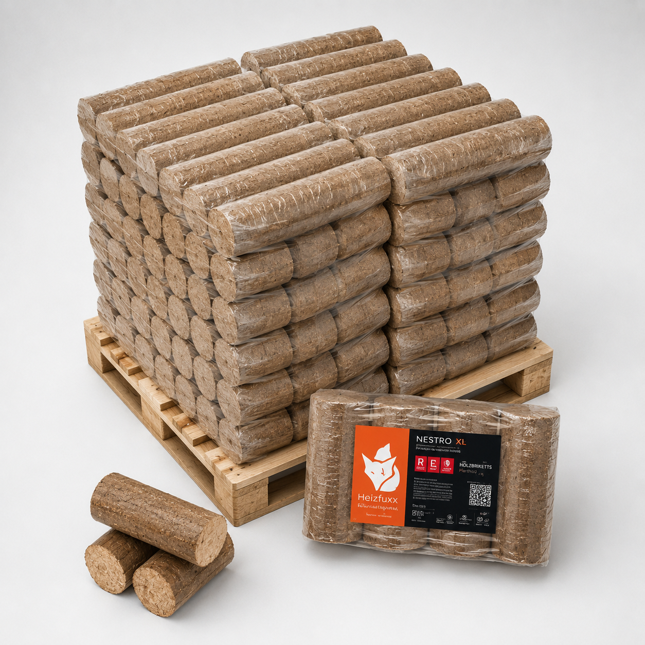Heizfuxx Nestro XL Red Holzbriketts Hartholz 10kg x 96 Gebinde 960kg Palette