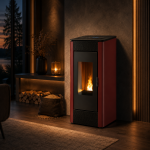 Freepoint Pelletofen Indi Stahl Bordeaux 7 kW mit Automatik