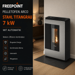 Freepoint Pelletofen Arco Stahl Titangrau 7 kW mit Automatik