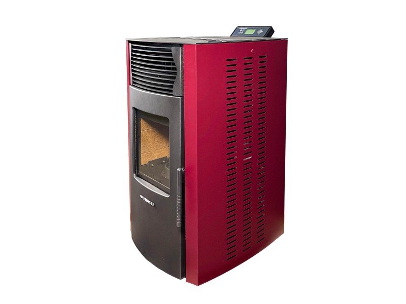 SCHENGER Pelletofen HP51 Rot 8,8kW A+ Vollautomatisch WIFI+ECO+TIMER