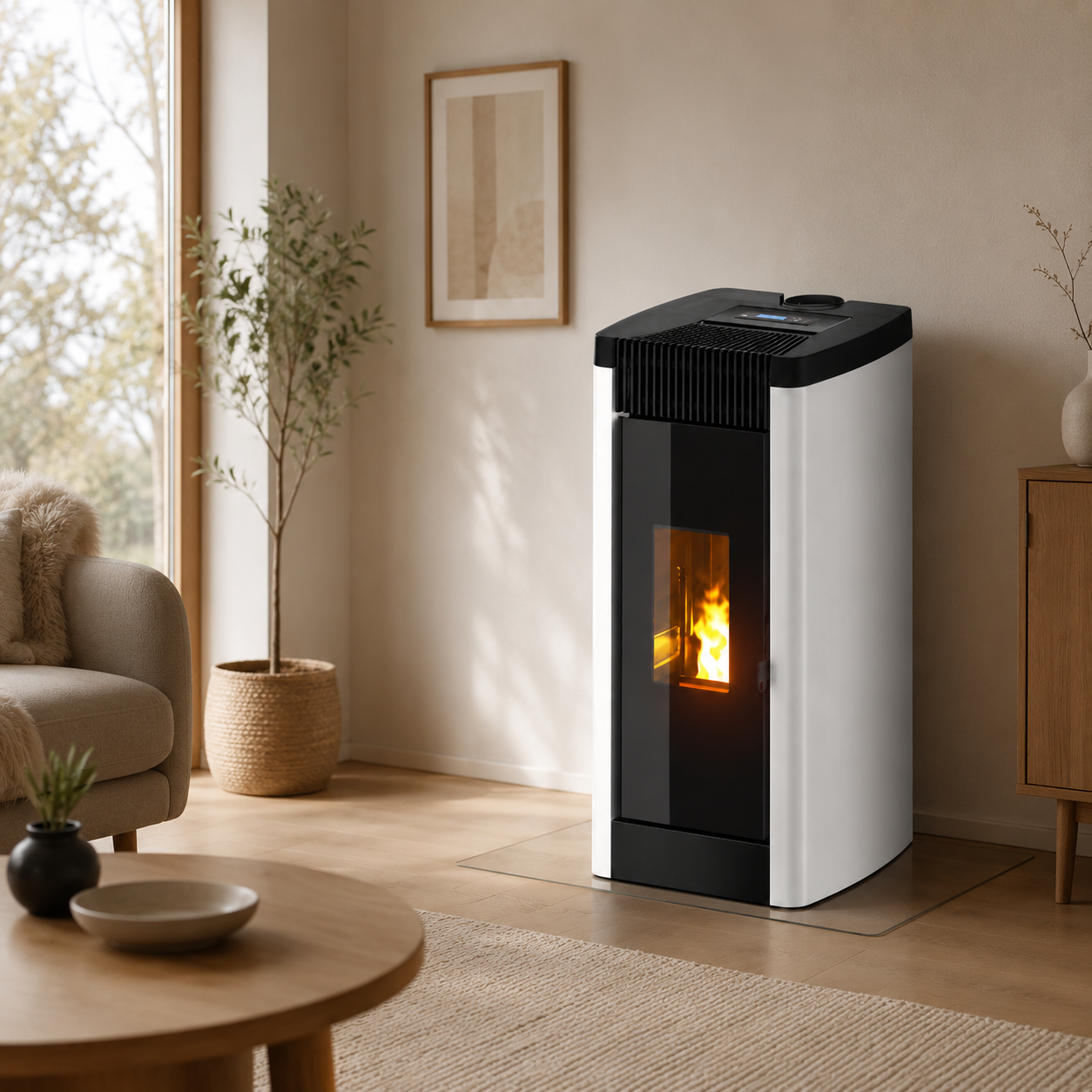 Freepoint Pelletofen Duke Stahl Silberfarben 14 kW mit Automatik