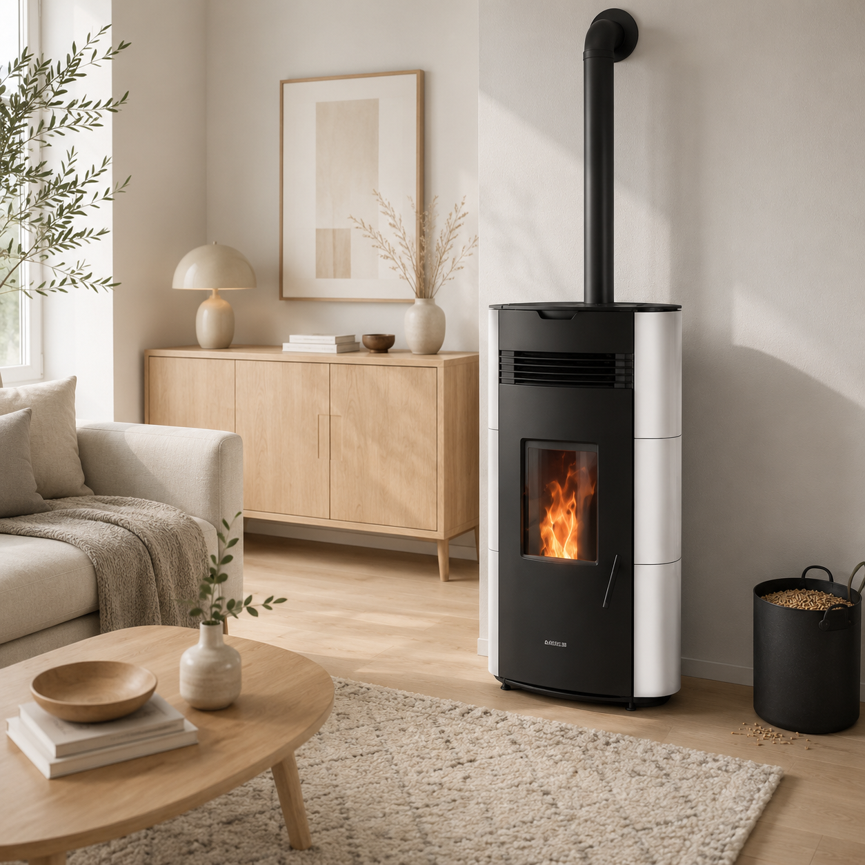 Justus Pelletofen Norta Stahl Taupe 8 kW mit Automatik