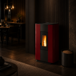 PEGASO Pelletofen Madison Stahl Bordeaux 5,3 kW mit Automatik