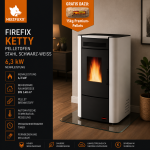 Firefix Pelletofen Ketty Stahl Schwarz-Weiß 6,3 kW