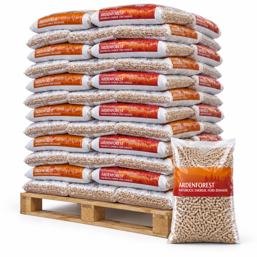 Ardenforest Holzpellets – 70 × 15 kg Palette – Nadel- und Laubholz, DINplus & PEFC