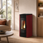 Freepoint Pelletofen Indi Stahl Bordeaux 7 kW mit Automatik