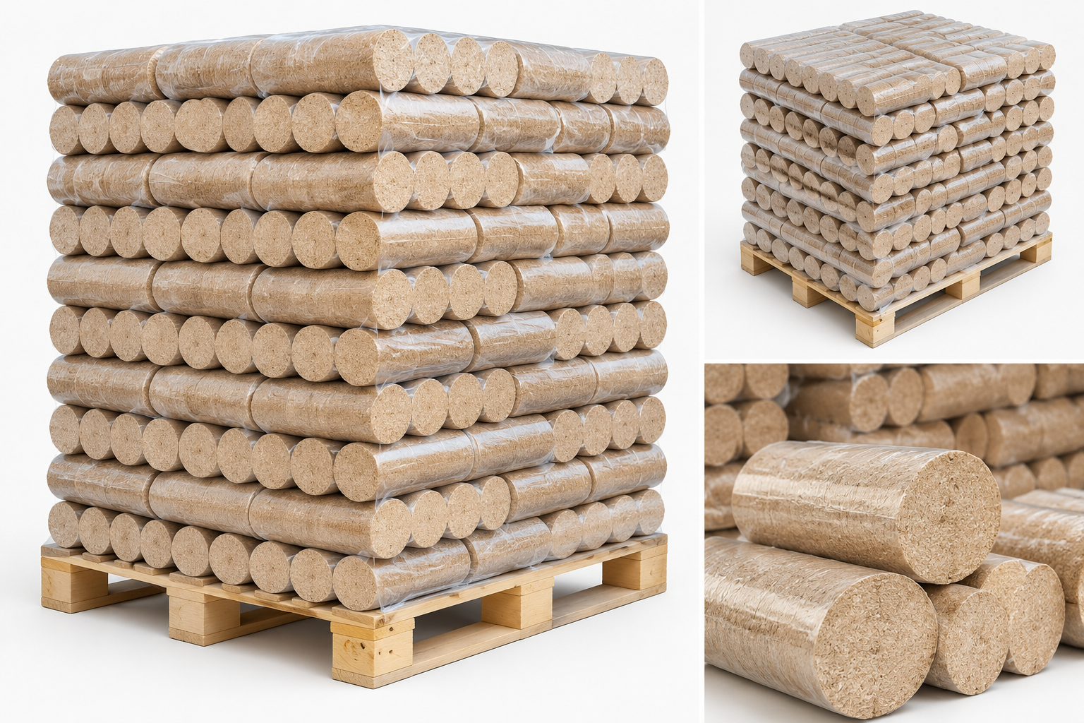 BIOENERGIE Holzbriketts – Palette 5 × 96 Briketts – hohe Heizleistung