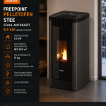 Freepoint Pelletofen STEE Stahl Anthrazit 8,5 kW