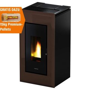 Freepoint Pelletofen Vega Stahl Braun 10,5 kW mit Automatik