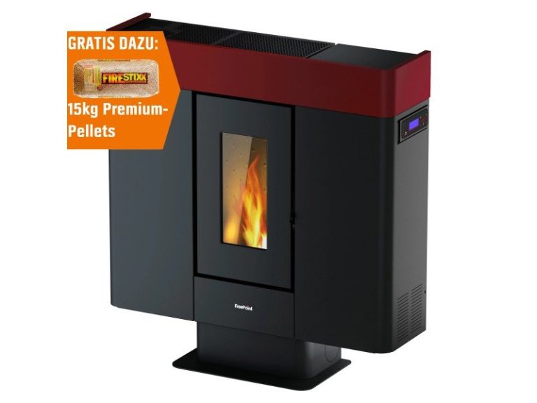 Freepoint Pelletofen Moon Stahl Bordeaux 10 kW mit Automatik