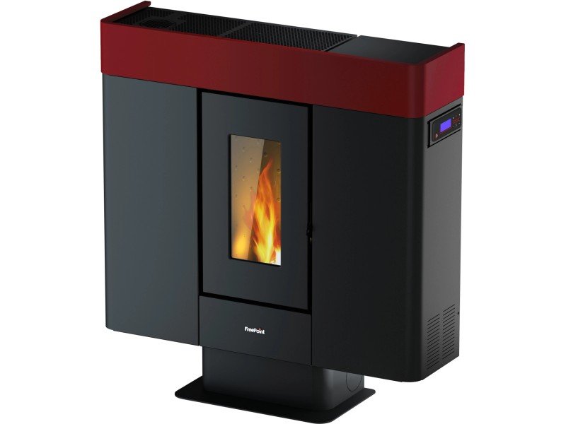 Freepoint Pelletofen Moon Stahl Bordeaux 10 kW mit Automatik