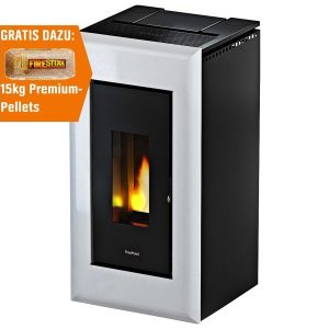 Freepoint Pelletofen Vega Stahl Weiß 10,5 kW mit Automatik