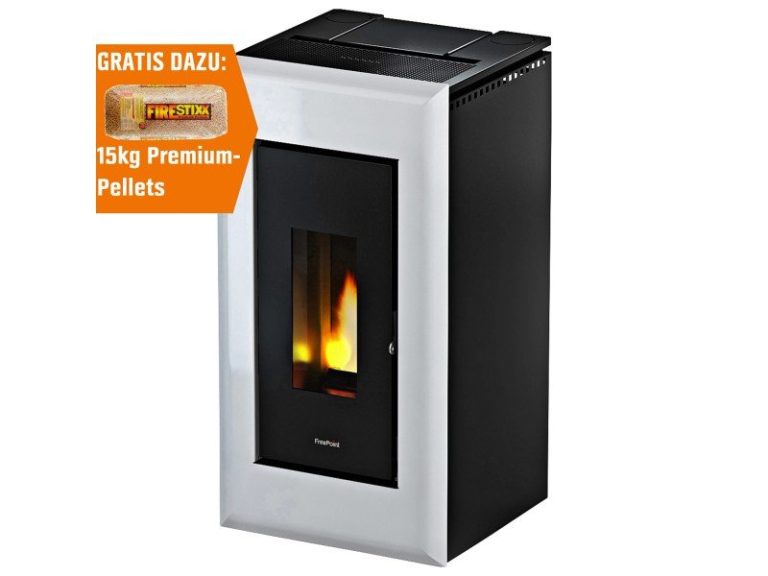 Freepoint Pelletofen Vega Stahl Weiß 10,5 kW mit Automatik