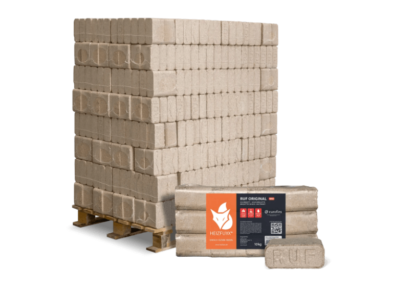 Heizfuxx RUF Original Red Holzbriketts Hartholz 10kg x 96 Gebinde 960kg Palette