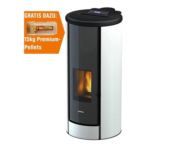 Freepoint Pelletofen Breeze Stahl Weiß 9,1 kW mit Automatik