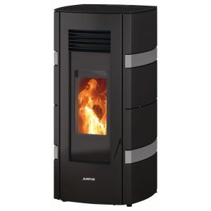 Justus Pelletofen Sia Stahl Schwarz-Grau 8 kW mit Automatik