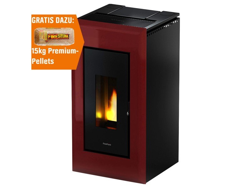 Freepoint Pelletofen Vega Stahl Bordeaux 10,5 kW mit Automatik