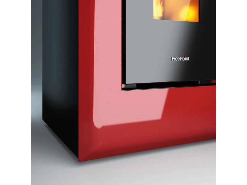 Freepoint Pelletofen Vega Stahl Bordeaux 10,5 kW mit Automatik