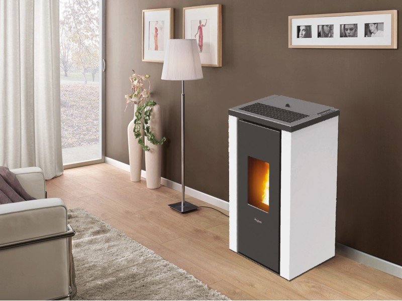 PEGASO Pelletofen Vera Stahl Weiß 7 kW mit Automatik