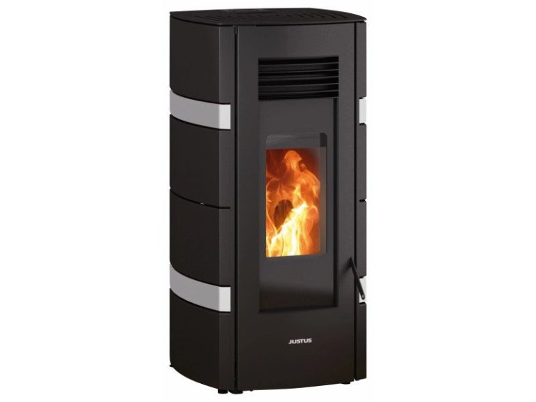 Justus Pelletofen Sia Stahl Schwarz-Weiß 8 kW mit Automatik
