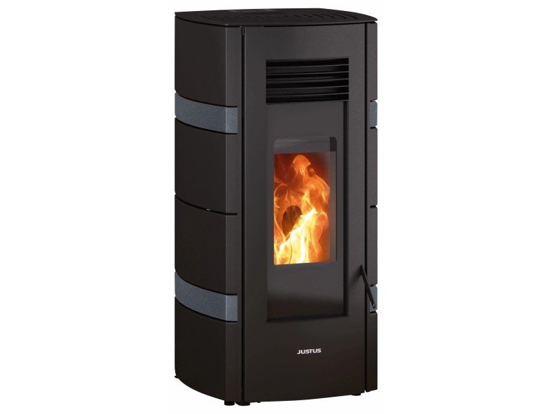 Justus Pelletofen Sia Stahl Schwarz-Anthrazit 8 kW mit Automatik