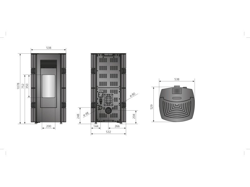 Justus Pelletofen Sia Stahl Schwarz-Anthrazit 8 kW mit Automatik