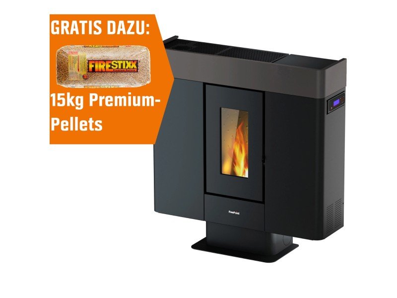 Freepoint Pelletofen Moon Stahl Bordeaux 10 kW mit Automatik