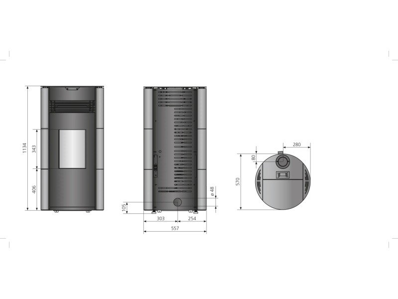 Justus Pelletofen Norta Stahl Seidenweiß 8 kW mit Automatik
