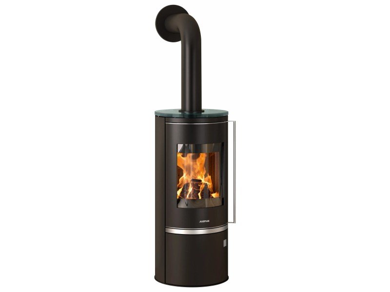 Justus Kaminofen Faro 2.0 Top Stahl Schwarz mit Glas-Abdeckplatte 6 kW
