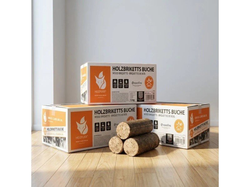 Heizfuxx Nestro M Holzbriketts Hartholz im Karton 12kg x 2 Karton 24kg