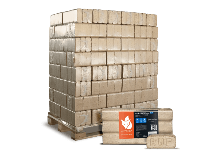 Heizfuxx RUF Original Blue Holzbriketts Nadelholz 10kg x 96 Gebinde 960kg Palette