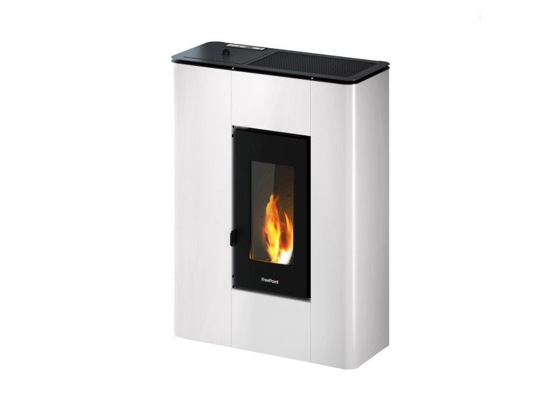 Freepoint Pelletofen Atri Metall Weiß 4,9 kW mit Automatik
