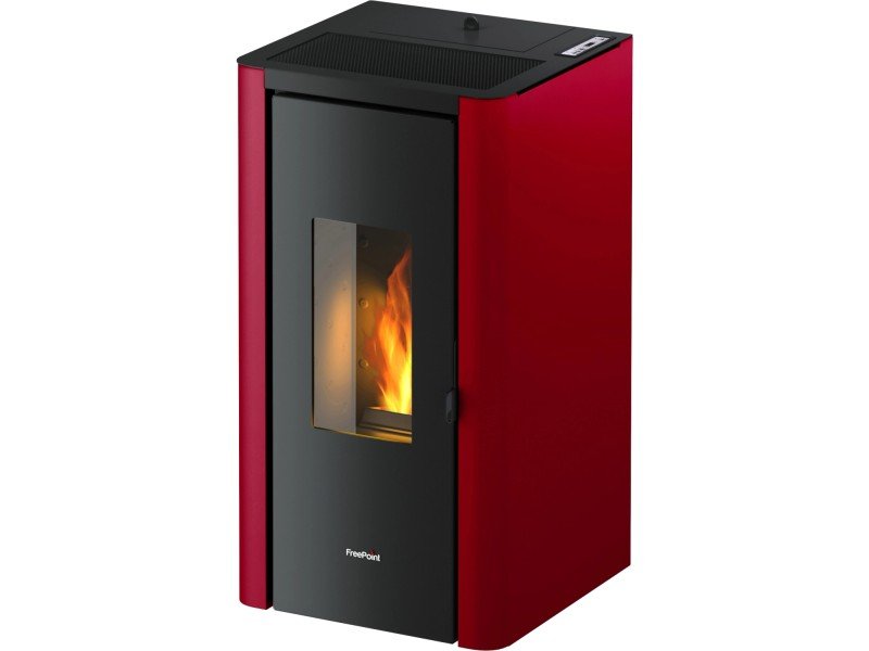 Freepoint Pelletofen Indi Stahl Bordeaux 7 kW mit Automatik