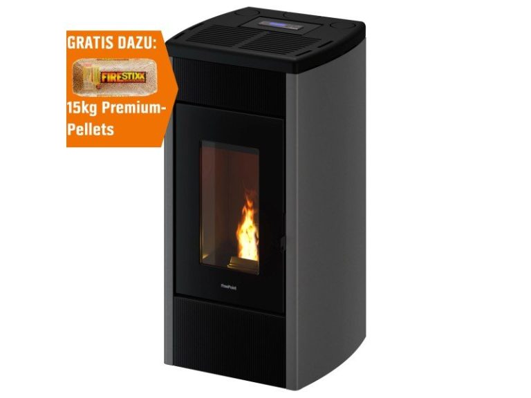 Freepoint Pelletofen Duke Stahl Silberfarben 14 kW mit Automatik