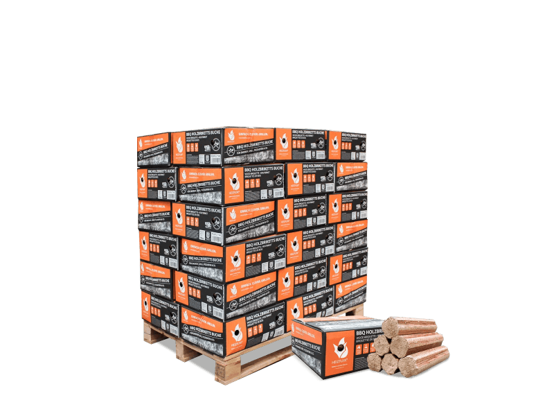 Heizfuxx BBQ-Buchenholzbriketts 18kg x 18 Gebinde 324kg Palette